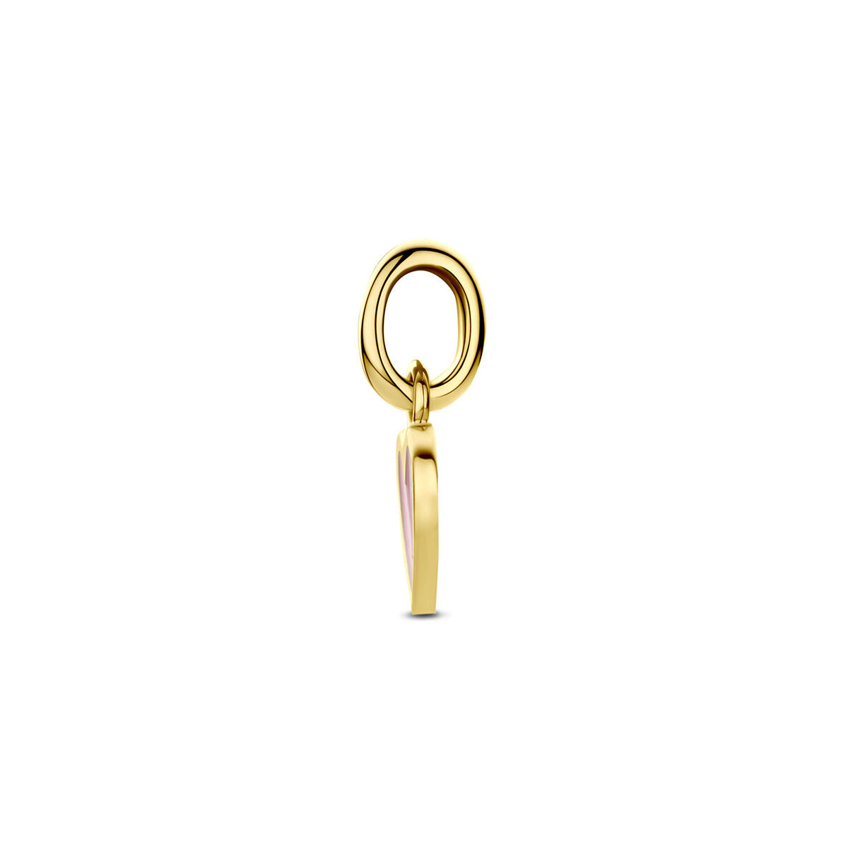 Hanger hartje roze 9K geelgoud 6,5 mm