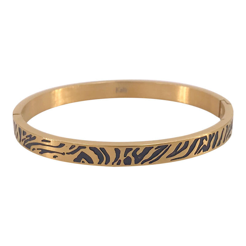 Kalli Kalli Lieke Tijgerprint Armband 2152G - Zilverkleurig 58 mm