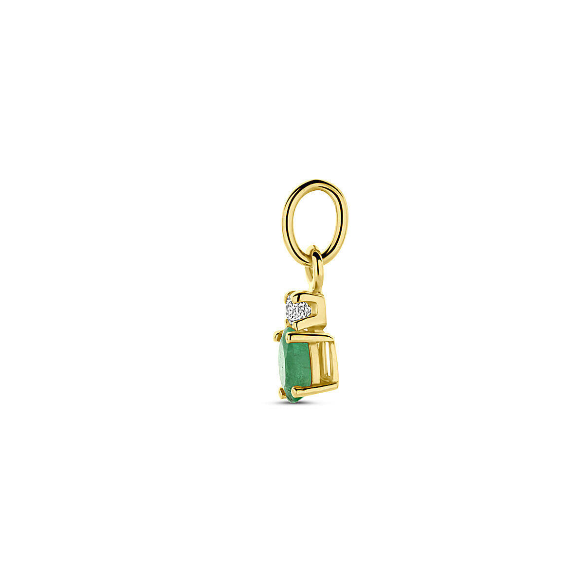 Fantasy Collection Hanger smaragd en zirkonia 12 mm 14K geelgoud