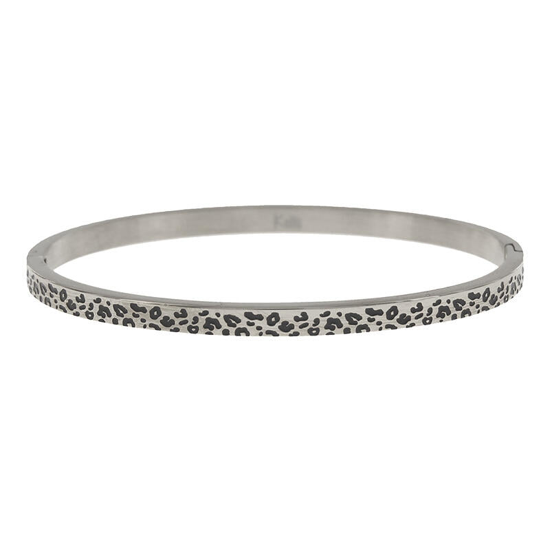 Kalli Kalli Ella Panterprint Armband 2162 - Zilverkleurig 4 mm