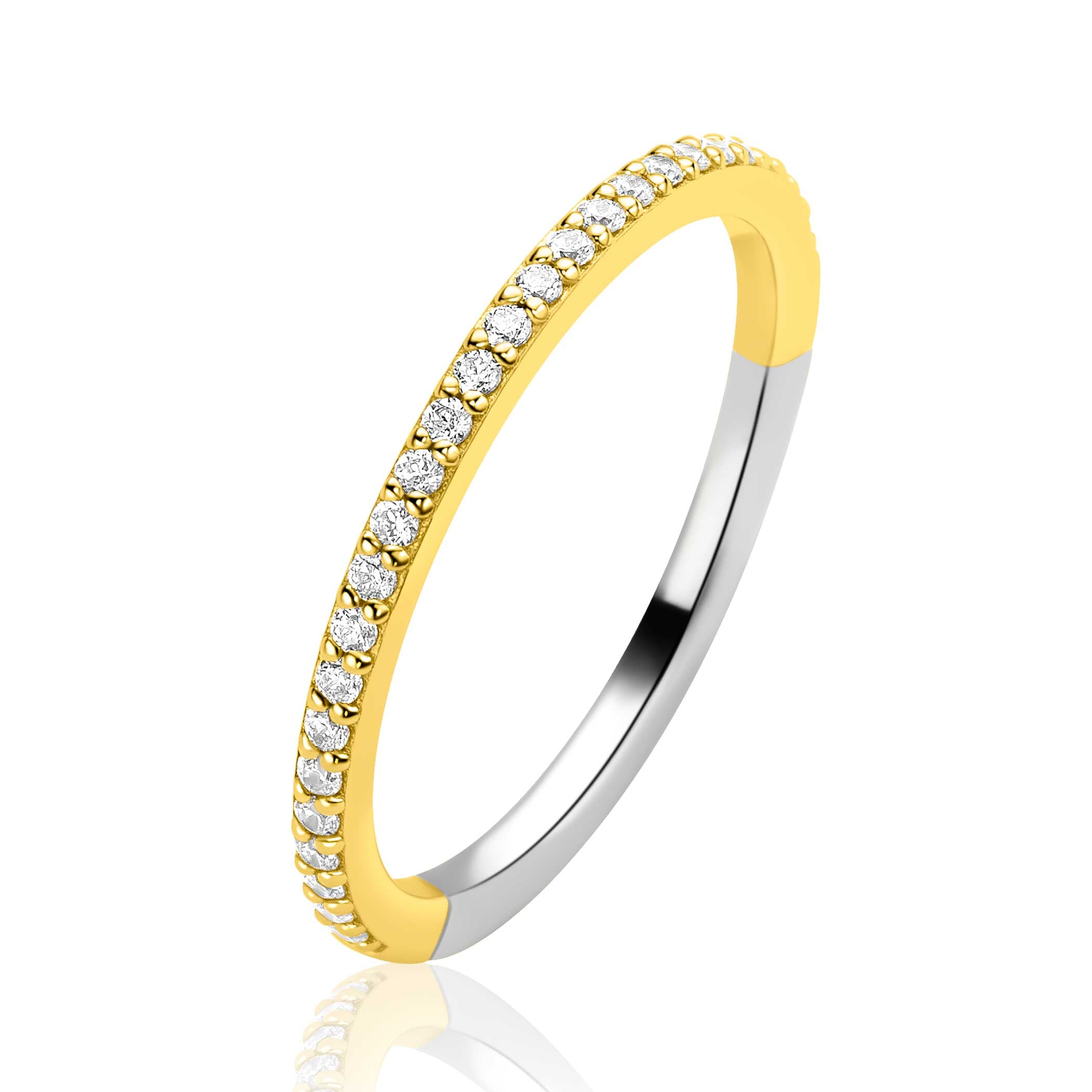 ZINZI Verguld Zilveren Ring met Witte Zirkonia - ZIR2794Y