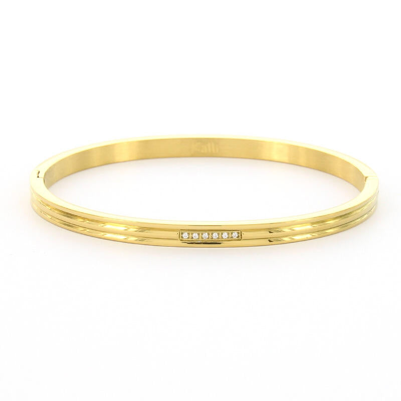 Kalli Kalli Streep Smal Armband 2181G - Zilverkleurig 58 mm