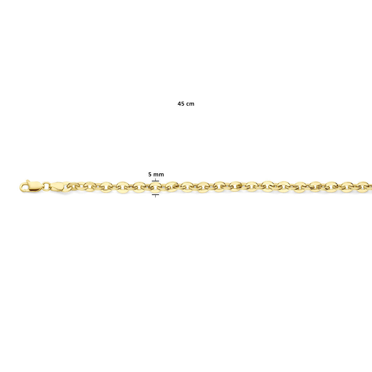 Fantasy Collection Collier 5 mm 45 cm 14K geelgoud