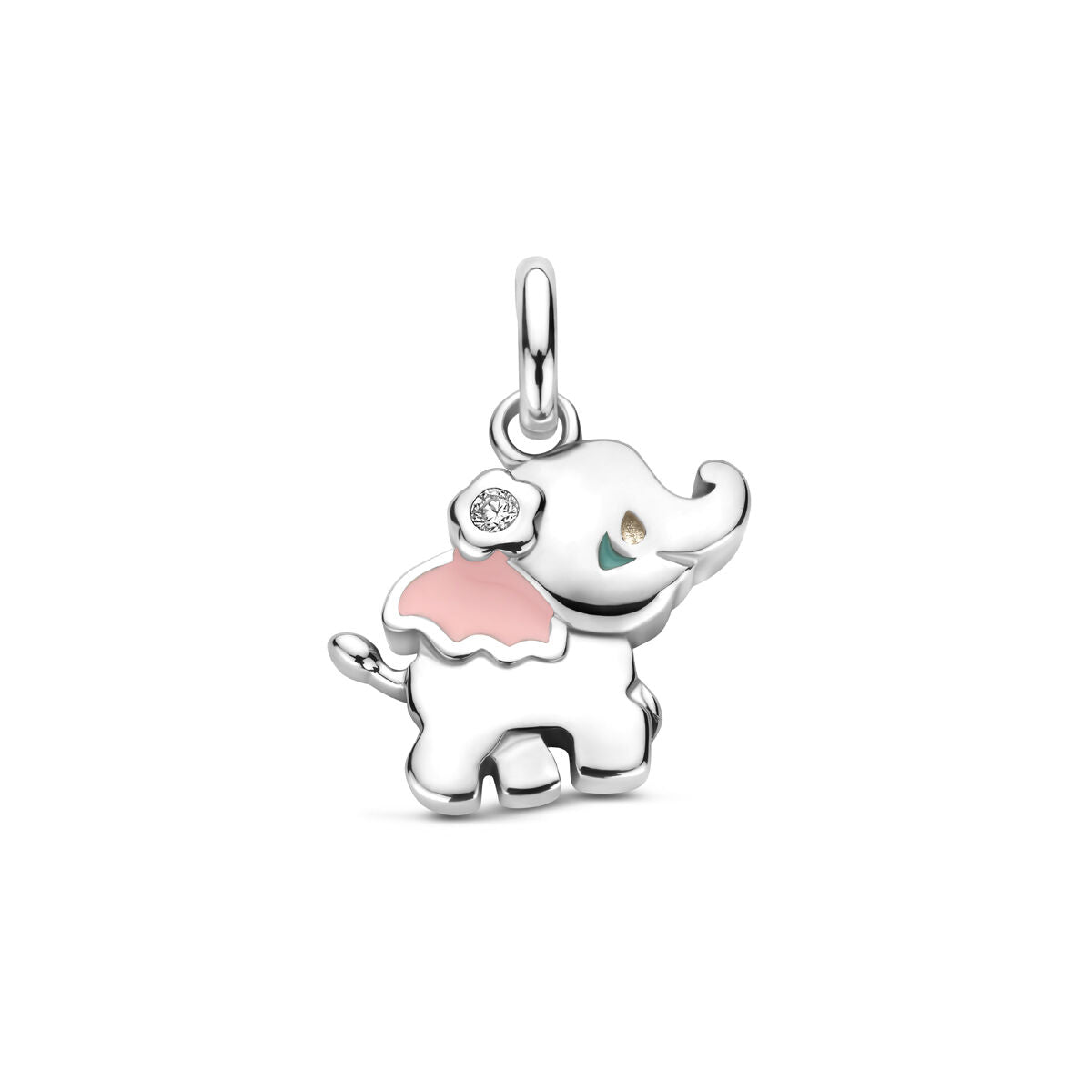 Fantasy Collection Hanger emaille olifant zirkonia 17 mm zilver