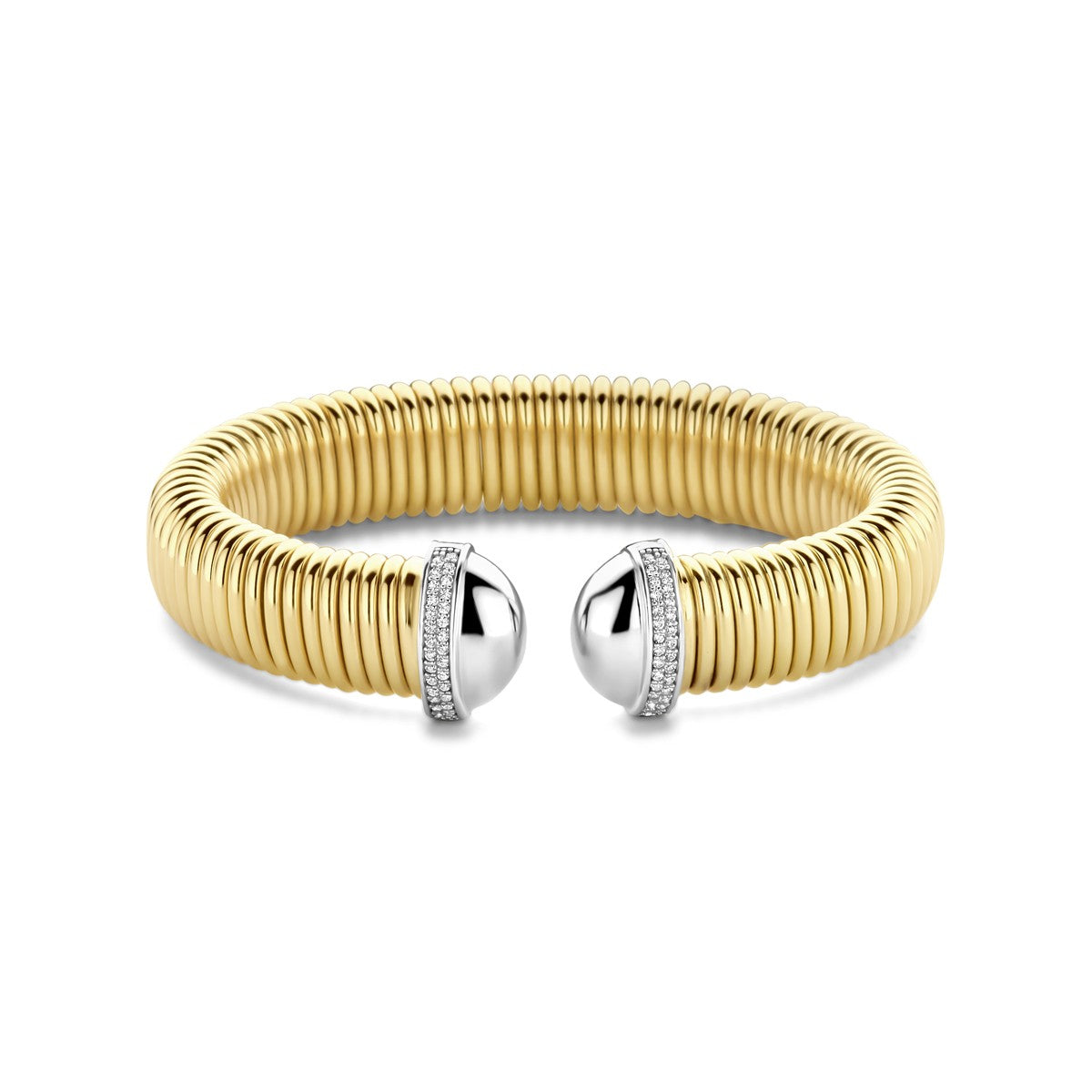 Fantasy Collection Klemband tubogas zirkonia 13 mm 3 micron zilver verguld armband