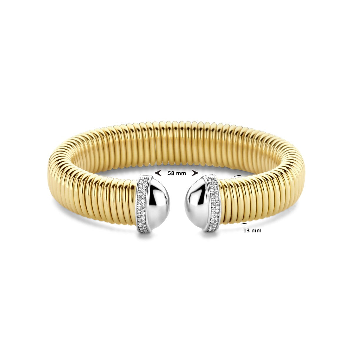 Fantasy Collection Klemband tubogas zirkonia 13 mm 3 micron zilver verguld armband