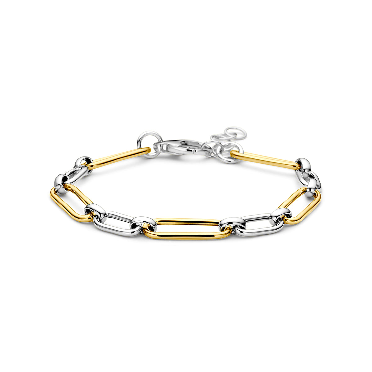 Armband paperclip vierkante buis 6 mm 17 + 2 cm 3 micron zilver verguld
