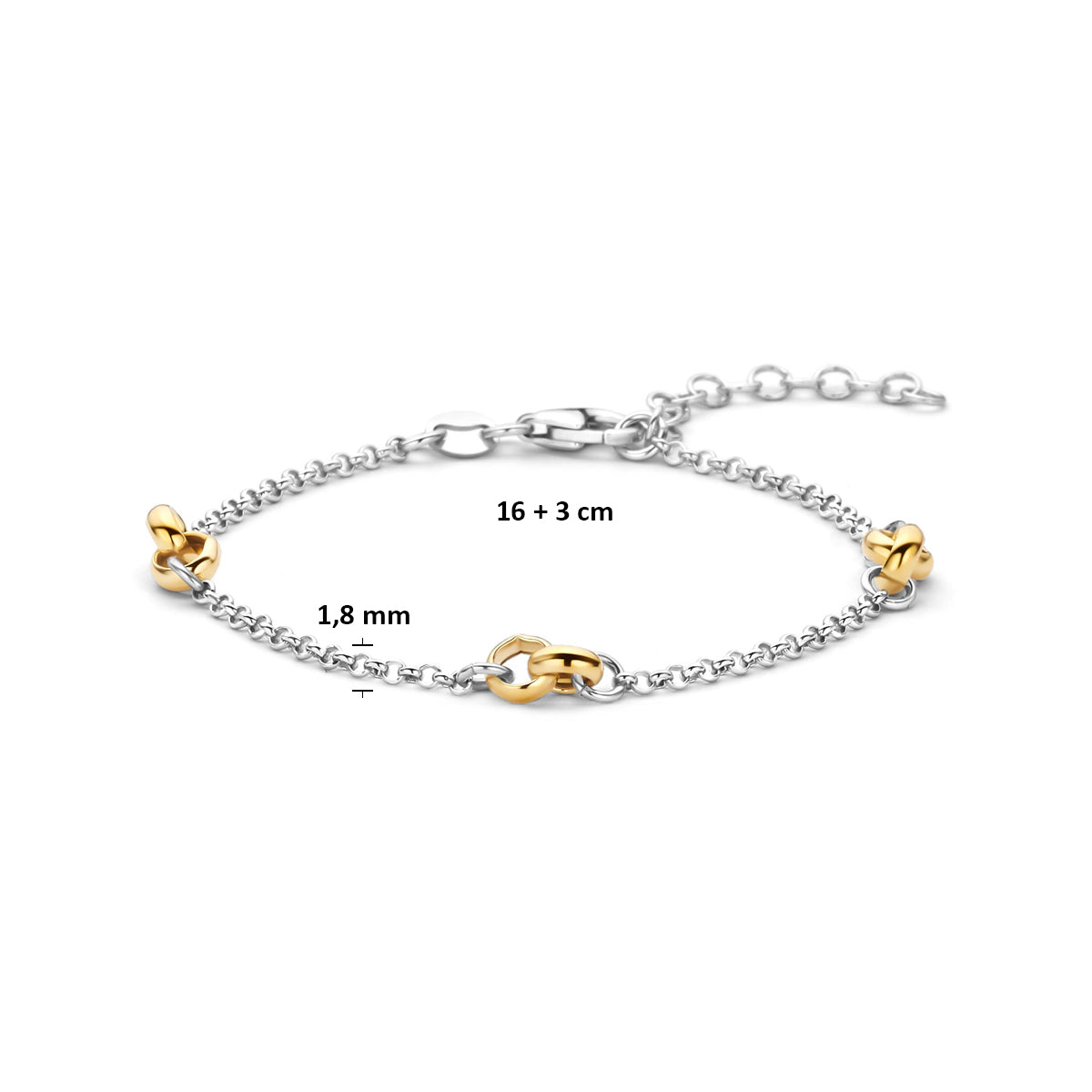 Armband 16 + 3 cm 3 micron zilver verguld