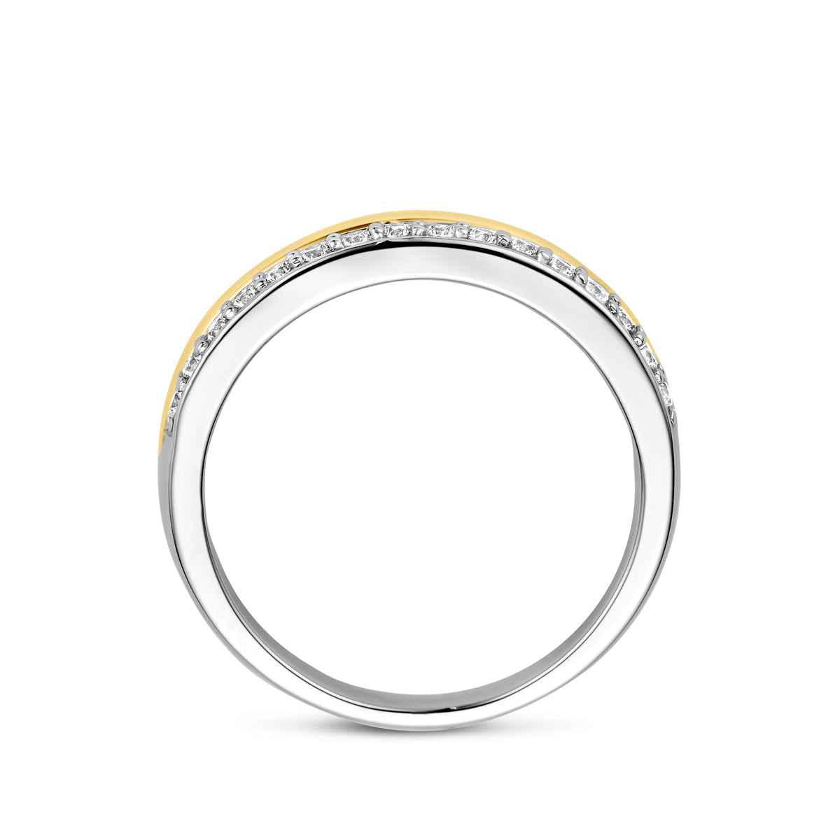 Fantasy Collection Ring zirkonia zilver verguld bicolor 3 micron - afbeelding 3