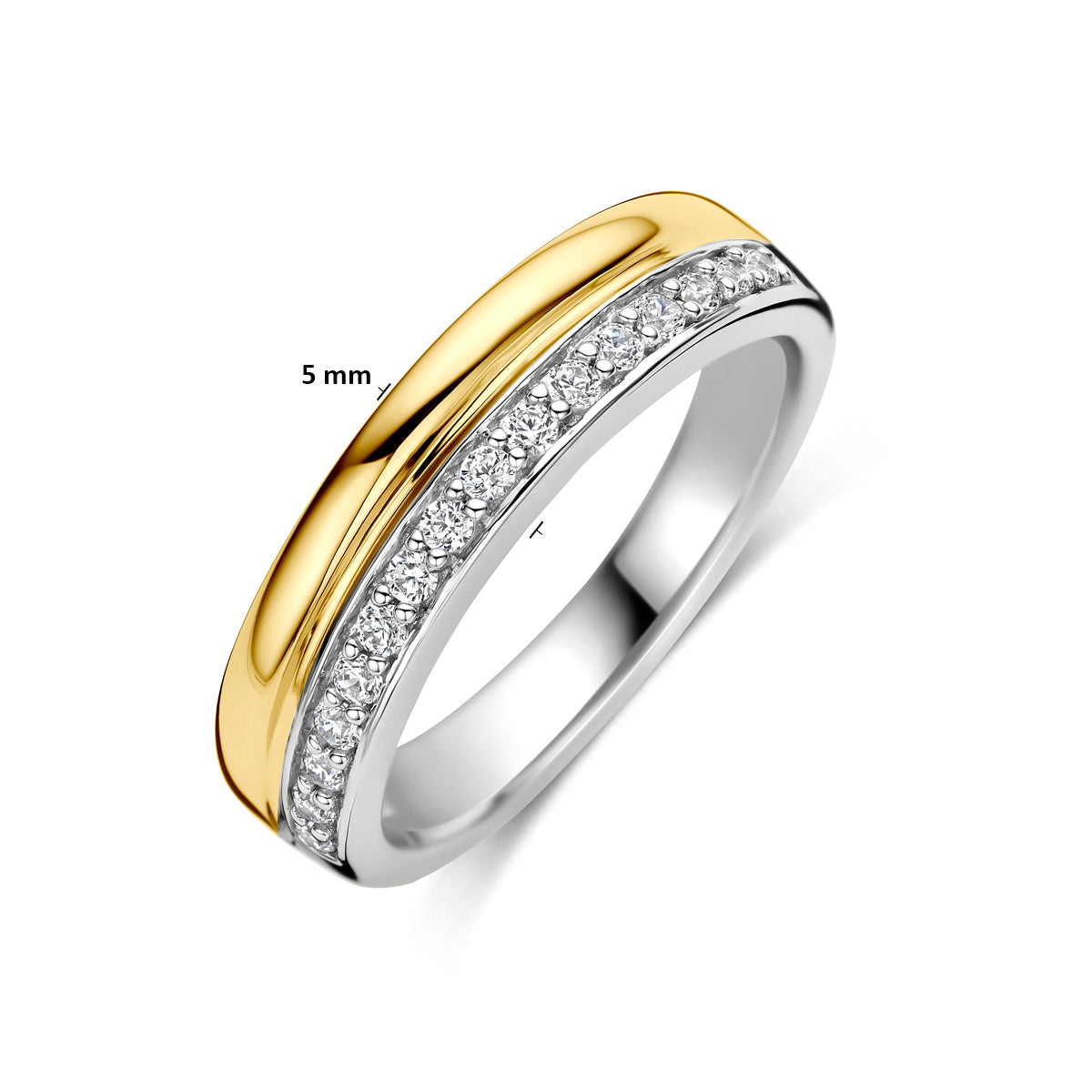Fantasy Collection Ring zirkonia zilver verguld bicolor 3 micron - afbeelding 4