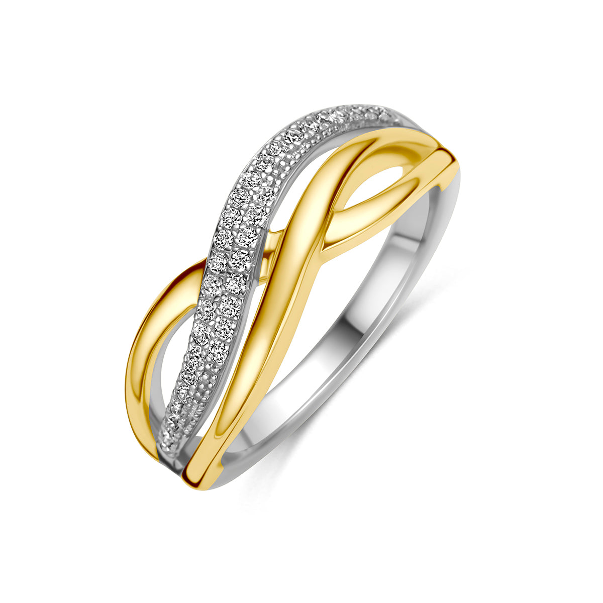 Fantasy Collection Ring zirkonia zilver verguld bicolor 3 micron