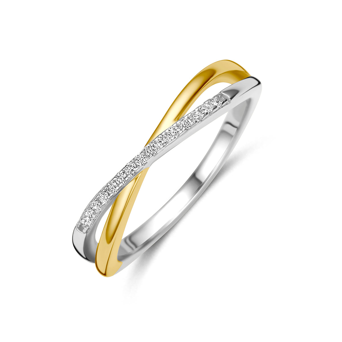 Fantasy Collection Ring zirkonia zilver verguld bicolor 3 micron