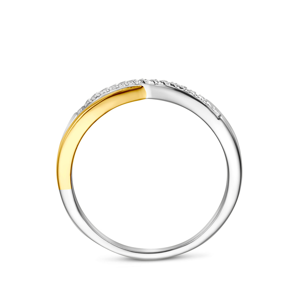 Fantasy Collection Ring zirkonia zilver verguld bicolor 3 micron - afbeelding 3
