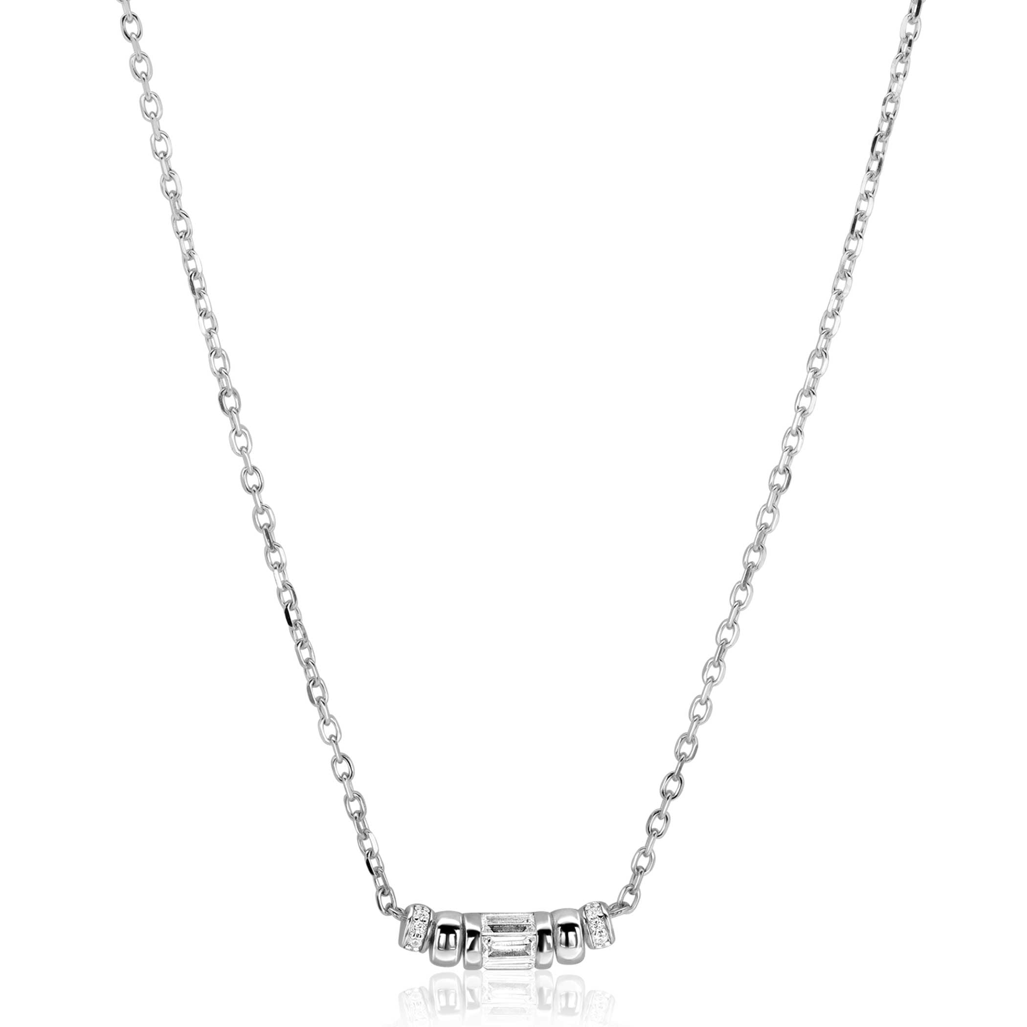 ZINZI Zilveren Ketting met Witte Zirkonia ZIC2812