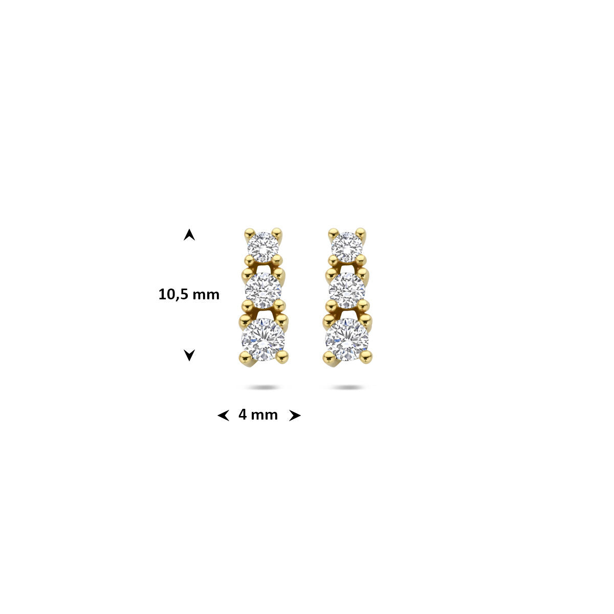 Fantasy Collection Oorbellen lab grown diamant 0.50ct (2x 0.25ct) f vs 10,5 mm 14K geelgoud