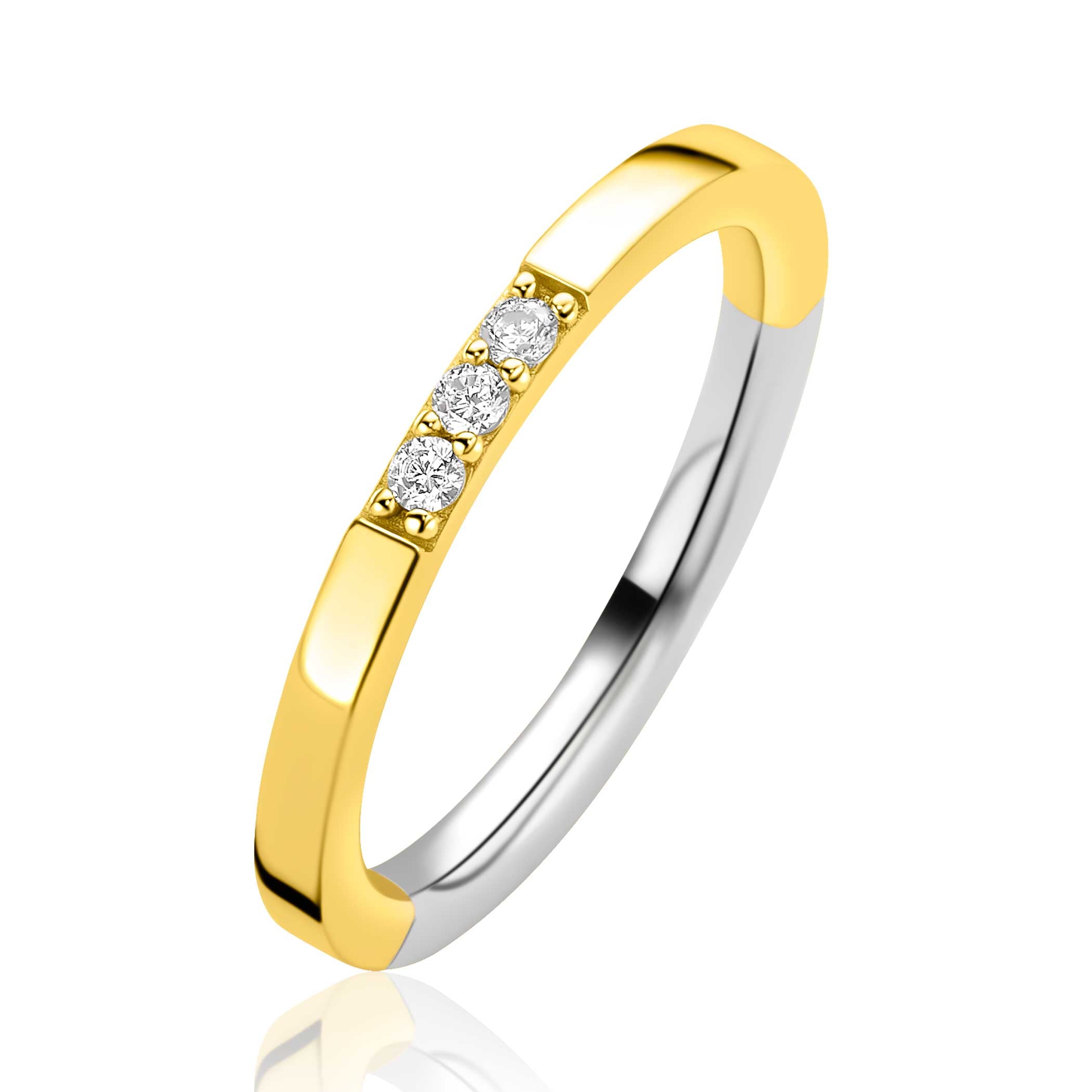 ZINZI Verguld Zilveren Ring met Witte Zirkonia ZIR2130Y