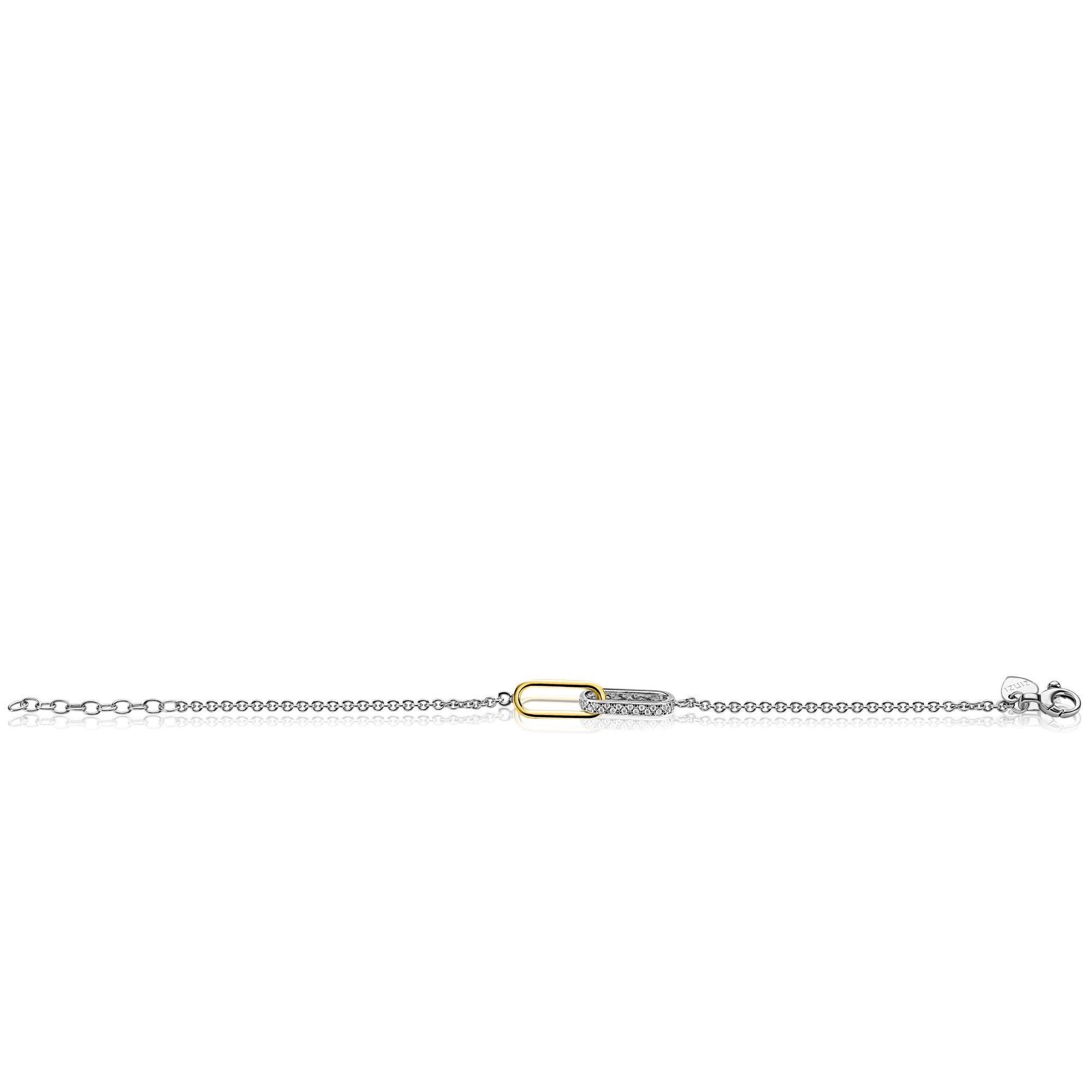 ZINZI zilveren armband met ovale schakels & zirkonia detail ZIA2758