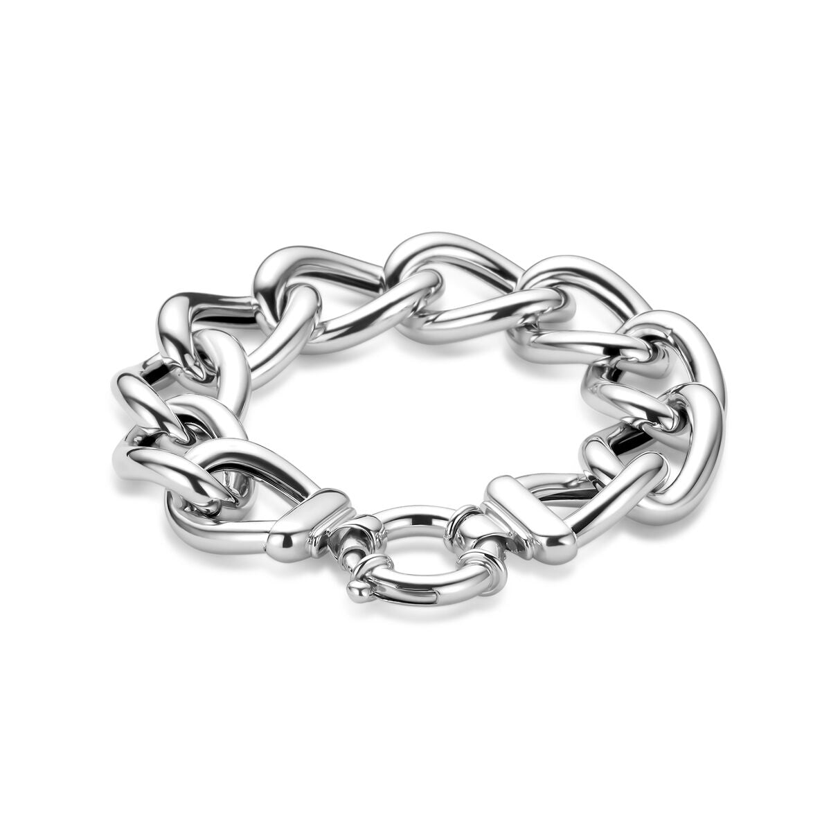 Armband groot slot gourmette 18 mm 21 cm zilver gerhodineerd