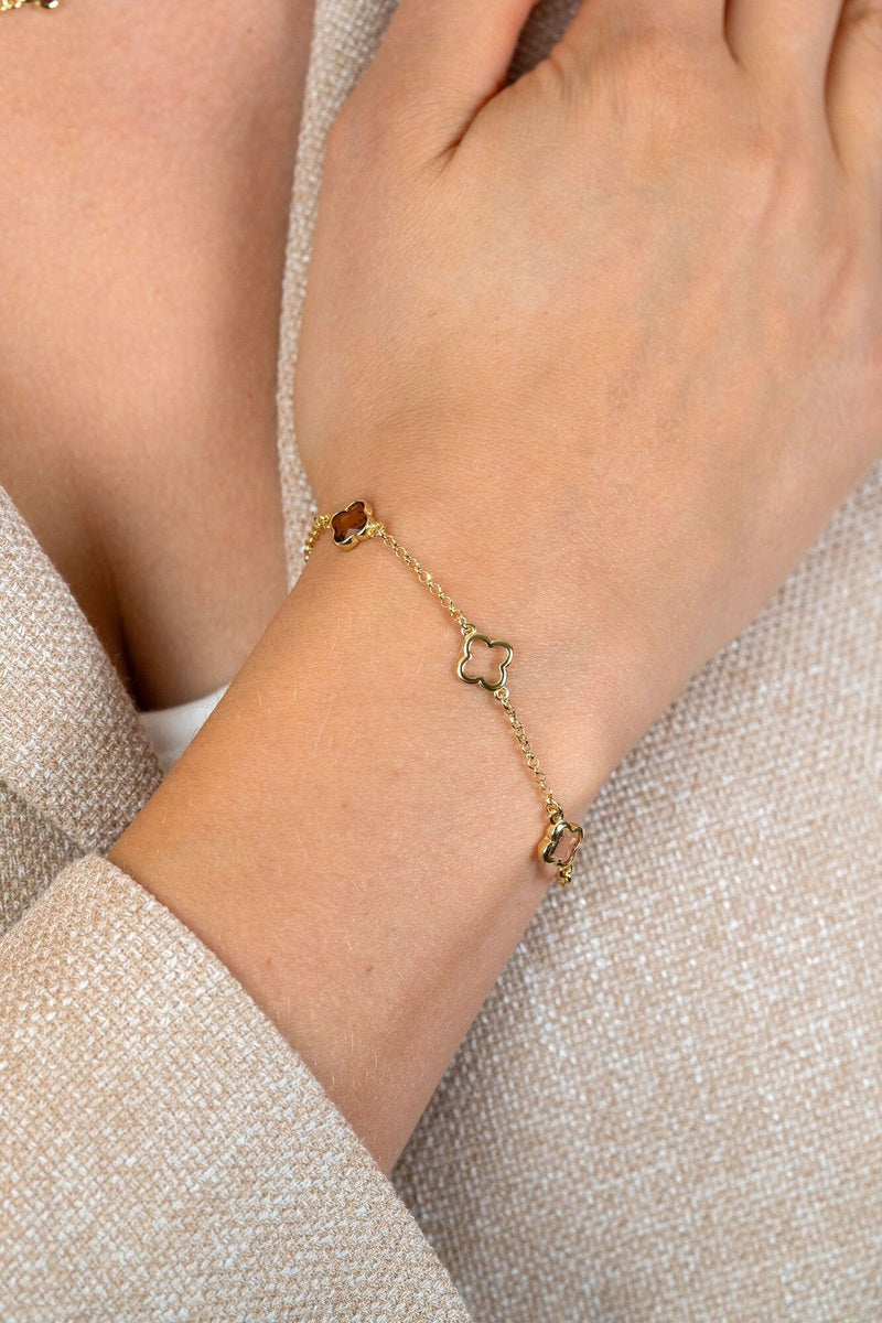 ZINZI Verguld Zilveren Armband 16-19 cm bruin - ZIA2772