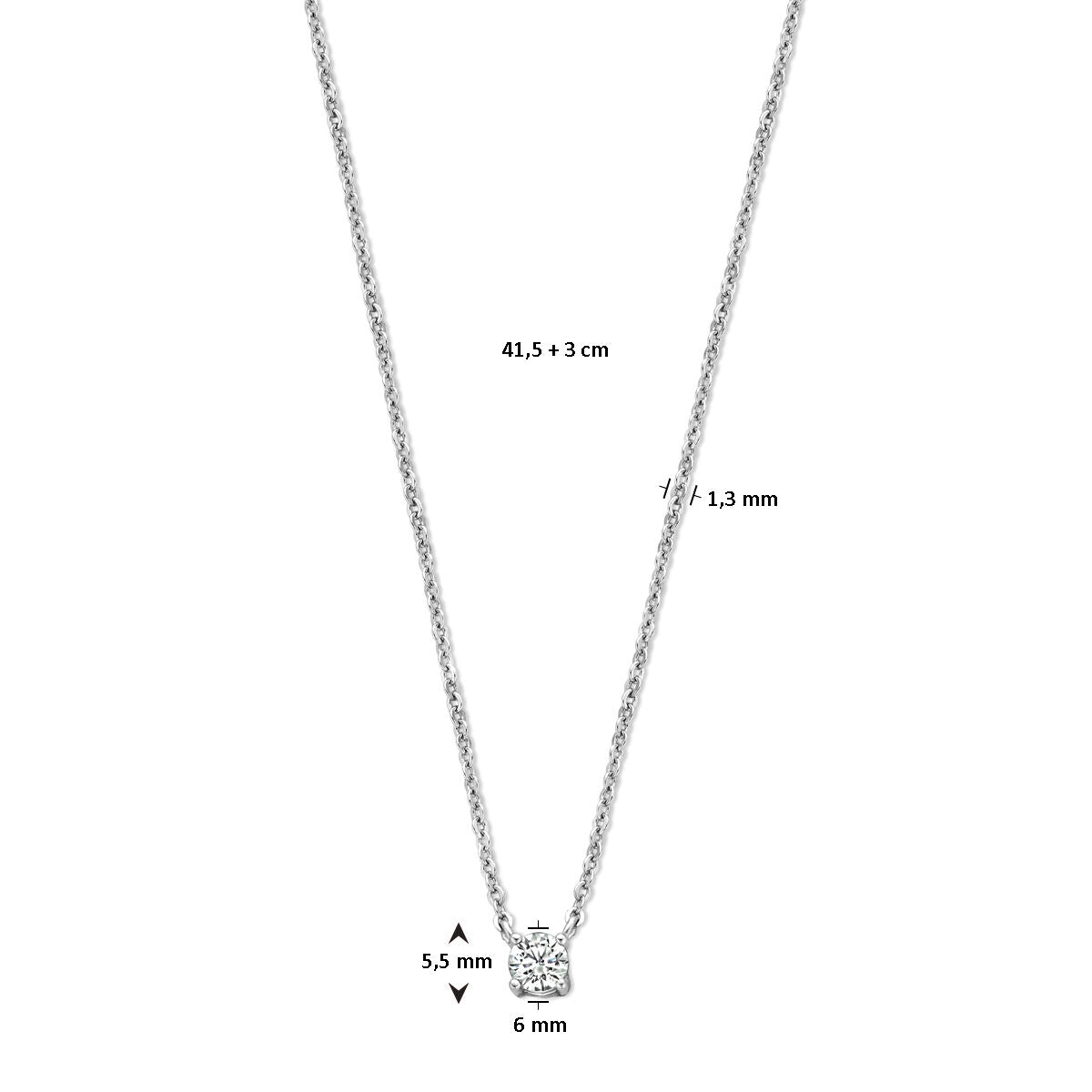 Fantasy Collection Collier zirkonia 41,5 + 3 cm zilver