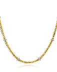 ZINZI gold plated zilveren vierkante schakel ketting 6mm breed afwisselend bezet met witte zirkonia's 45cm ZIC2678Y