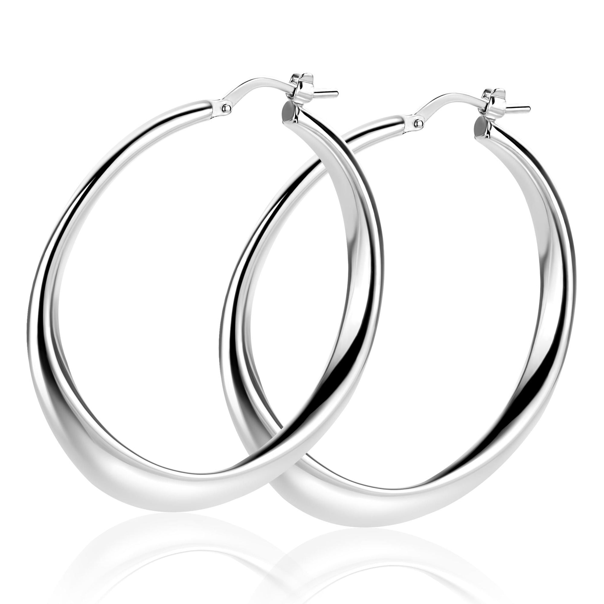 ZINZI zilveren oorringen met organisch gevormde buis 3,5mm breed en handige bovensluiting 40mm ZIO2702 - PansiteNederland.nl