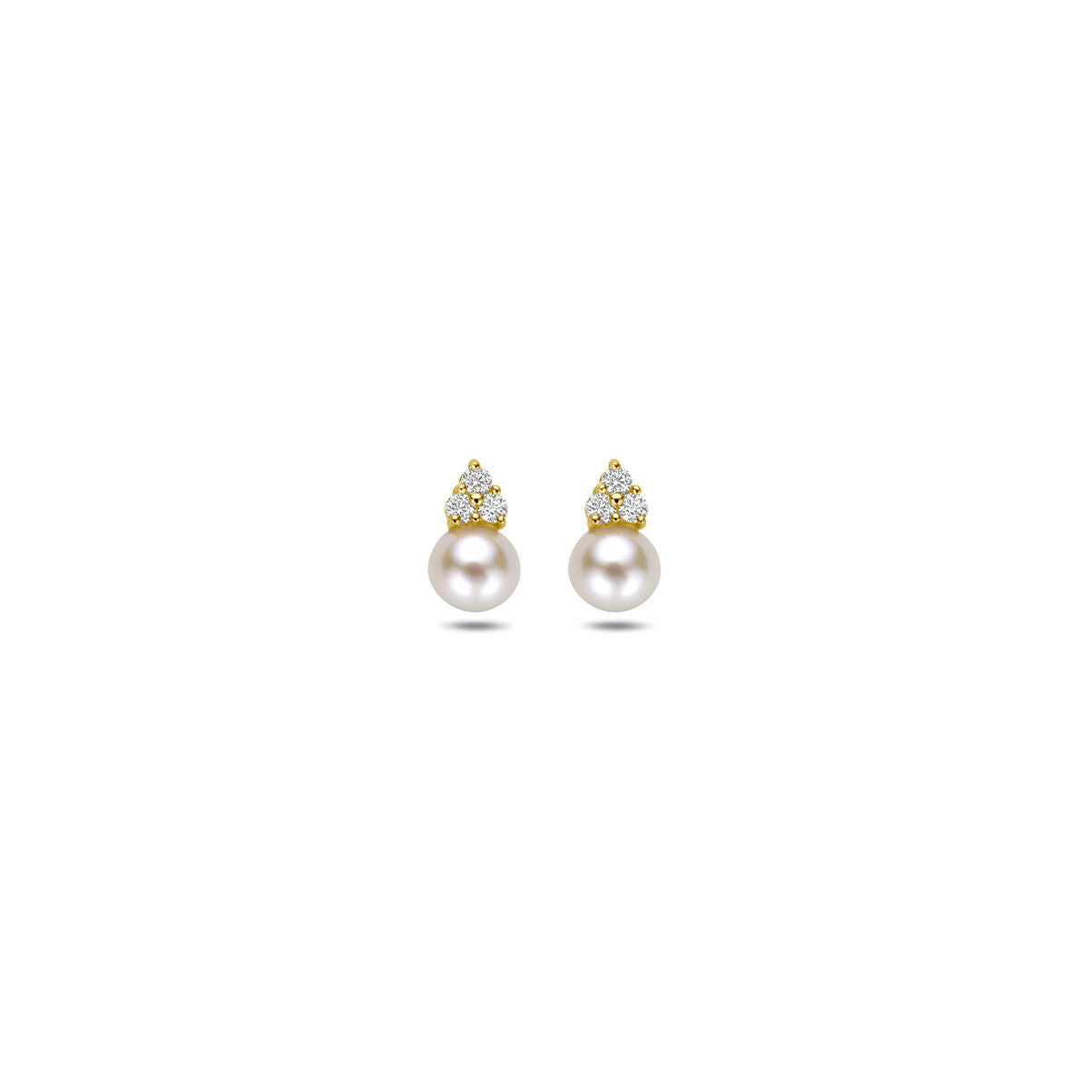 14K geelgouden oorknoppen parel zirkonia 7 mm - 4034648