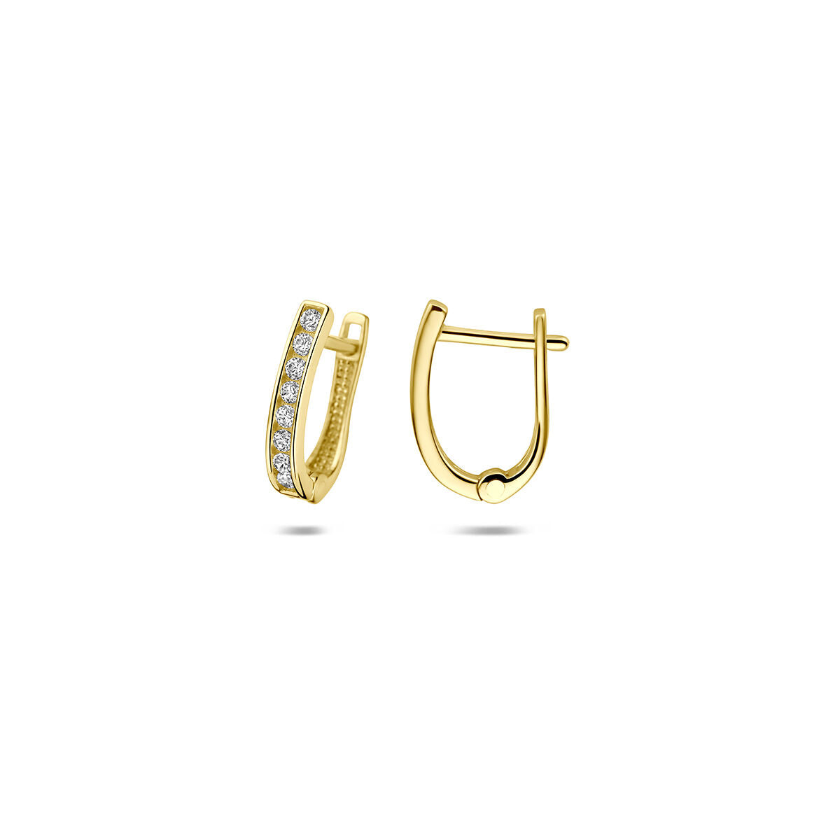 Klapoorringen zirkonia 9K geelgoud 11,5 mm