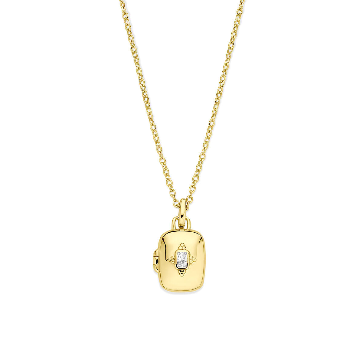 Fantasy Collection Collier zirkonia en medaillon 42 + 3 cm 3 micron zilver verguld (geel)