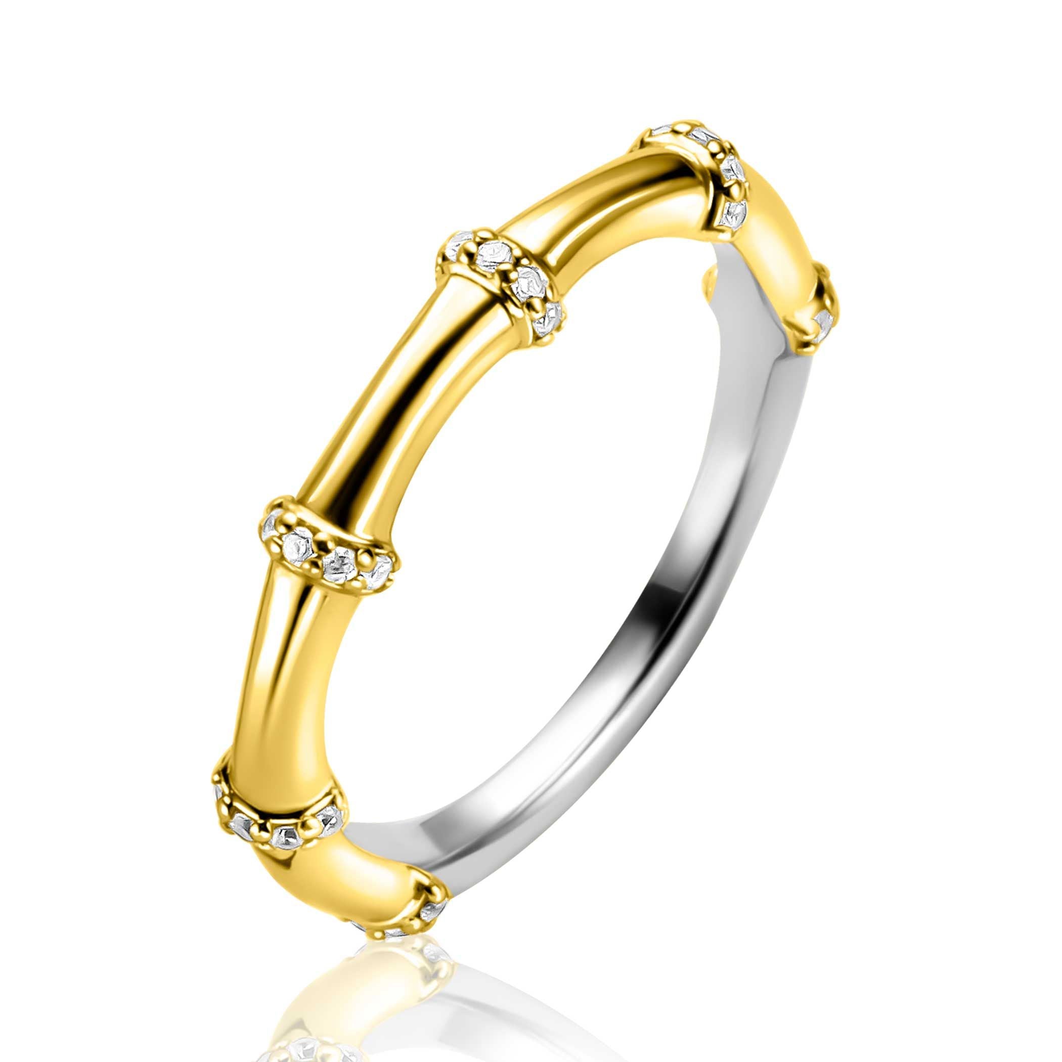 ZINZI Verguld Zilveren Ring met Witte Zirkonia - ZIR2687Y
