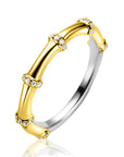 ZINZI gold plated zilveren aanschuifring (3,5mm breed) bamboo uitstraling, bezet met witte zirkonia's ZIR2687Y - PansiteNederland.nl