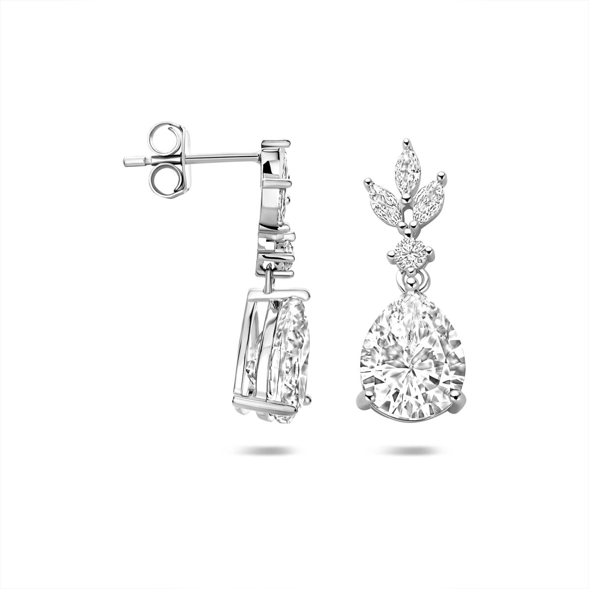 Fantasy Collection Hangende oorbellen zirkonia 23 mm zilver