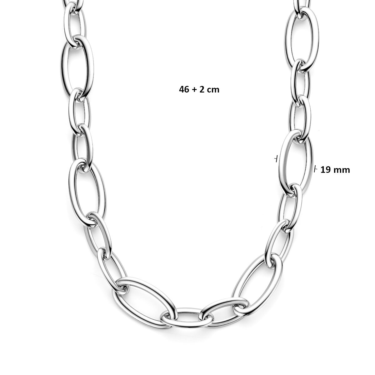 Fantasy Collection Collier 19 mm 46 + 2 cm zilver gerhodineerd