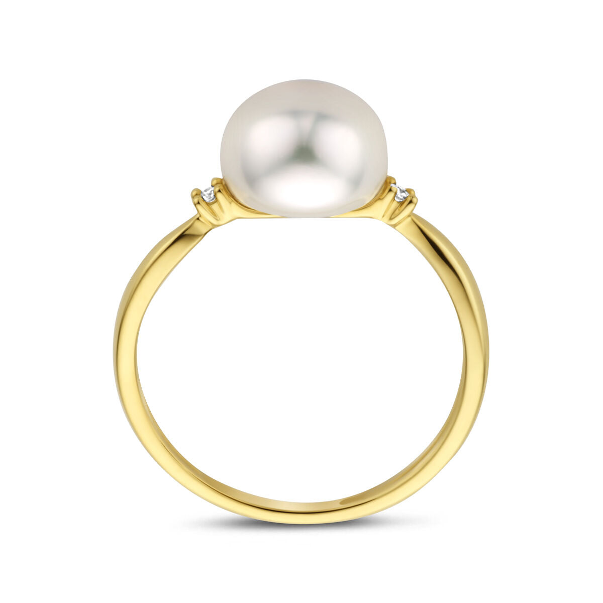 Fantasy Collection Ring parel diamant 0.02ct h p 14K geelgoud