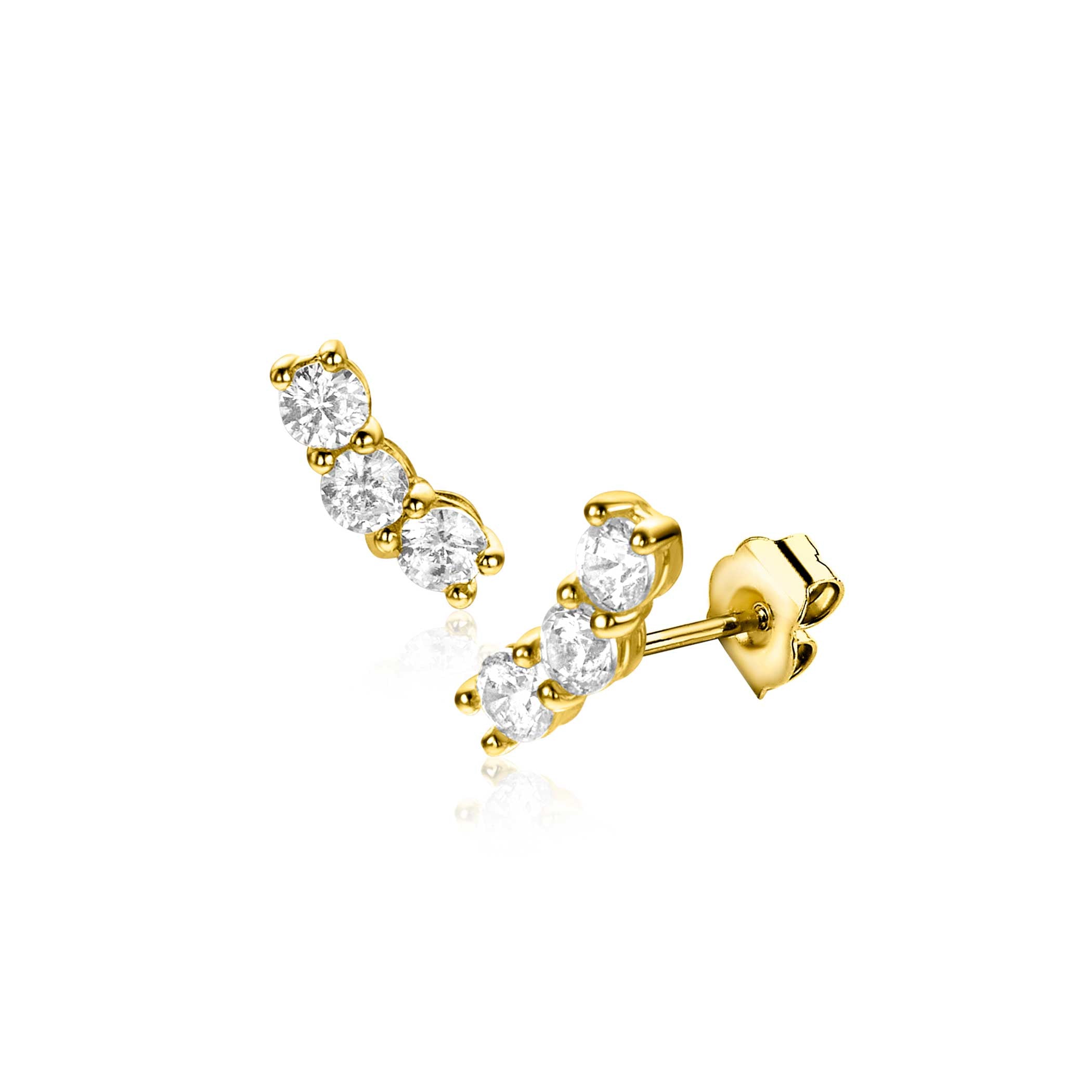 ZINZI 14K Gouden Oorknoppen met Witte Zirkonia ZGO515 oorbellen
