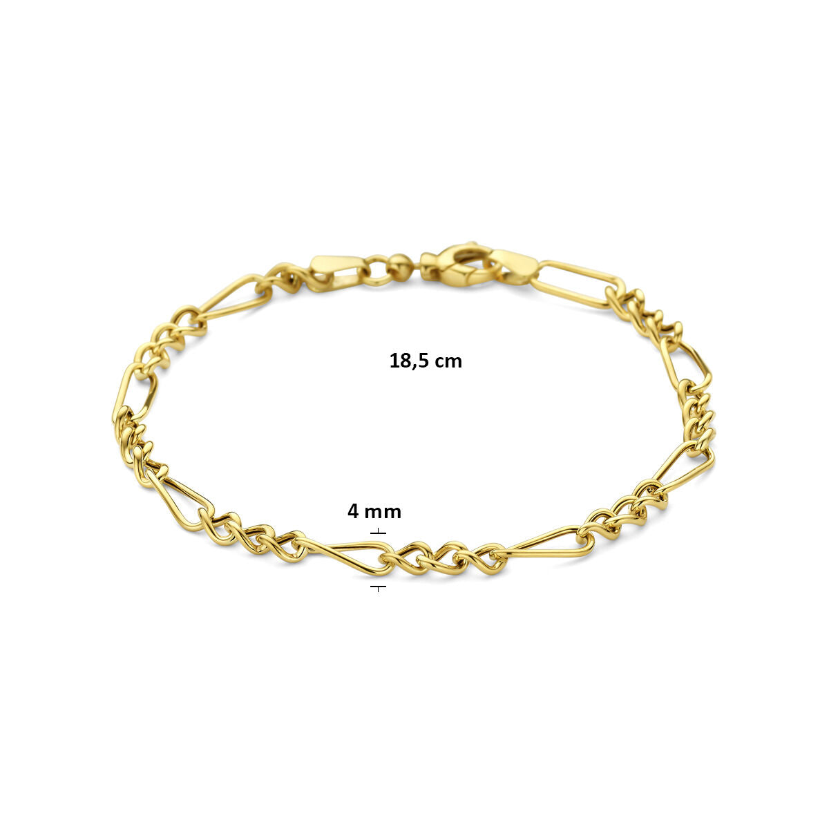 Fantasy Collection 9K armband 4 mm 18,5 cm 9K geelgoud