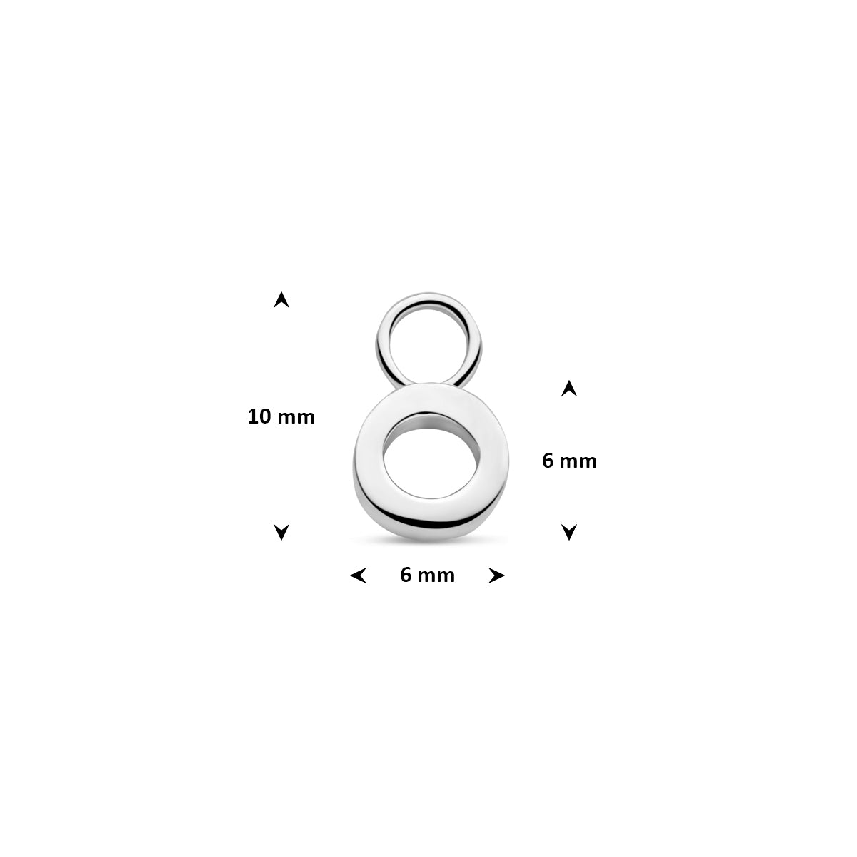 Oorringhanger letter O 6 mm zilver #Letter_O