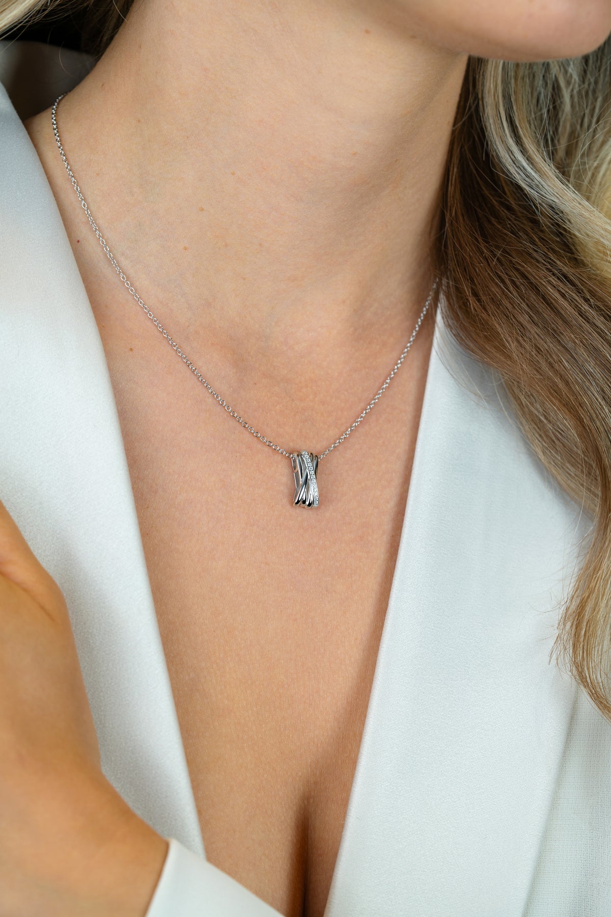 ZINZI 42 Hanger (16mm) Bezet Zirkonia's Ketting ZIC1790