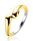 ZINZI gold plated zilveren gladde ring met twee druppelvormen 7mm breed ZIR2682G - PansiteNederland.nl