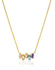 ZINZI Gold Plated Zilveren Ketting met Multicolor Rechthoekige Kleurstenen 42-45cm ZIC2739