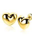 Zinzi 13mm gold plated zilveren oorstekers in bolle hart vorm ZIO2672G - PansiteNederland.nl