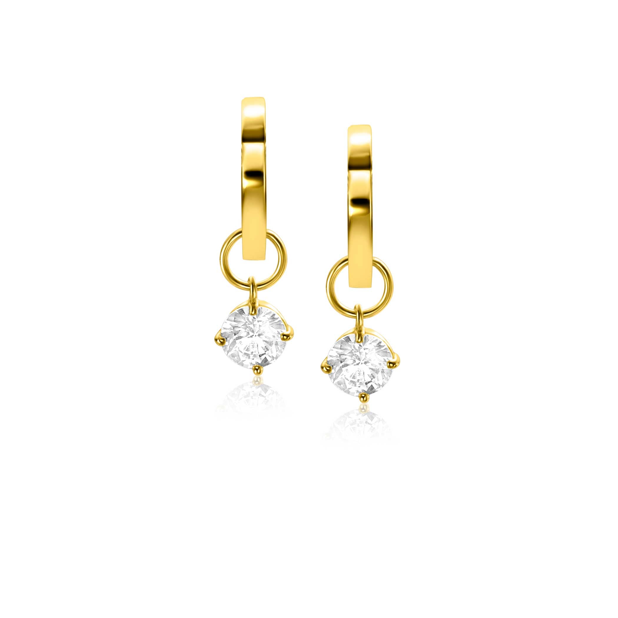ZINZI 14K Gouden Oorbedels met Witte Zirkonia ZGCH423