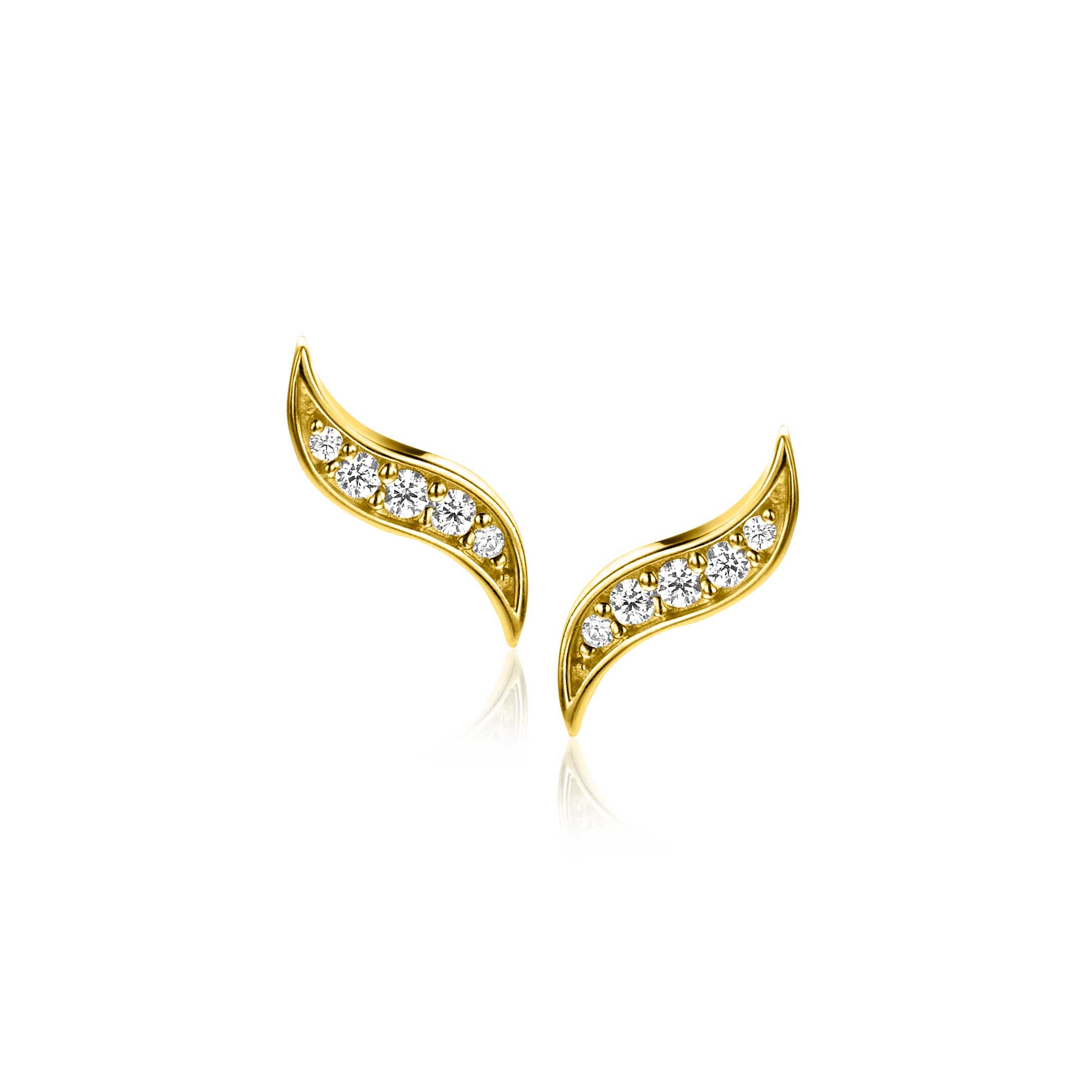 ZINZI 14K Gouden Oorknoppen met Witte Zirkonia ZGO516 oorbellen