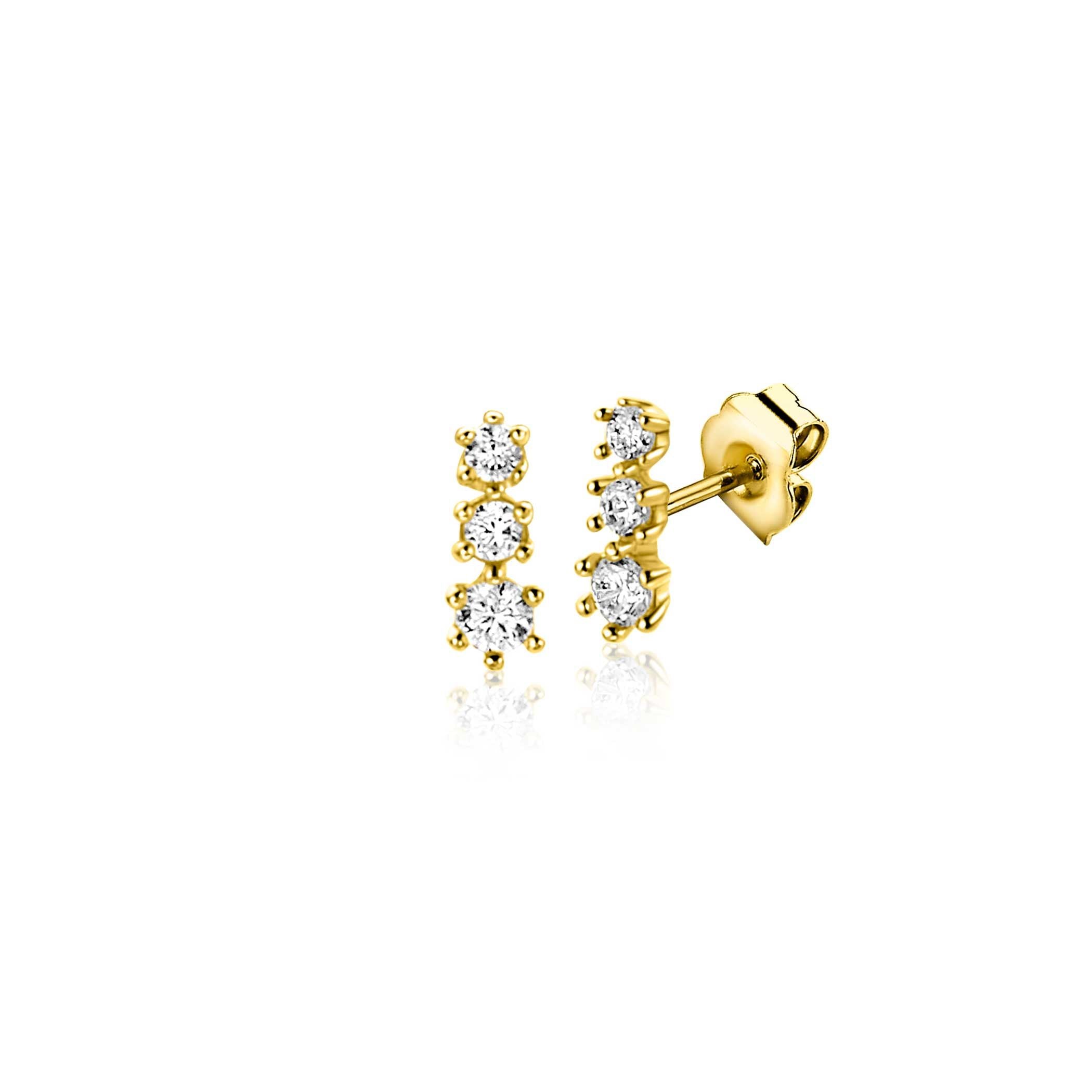 ZINZI 14K Gouden Oorknoppen met Witte Zirkonia ZGO543 oorbellen