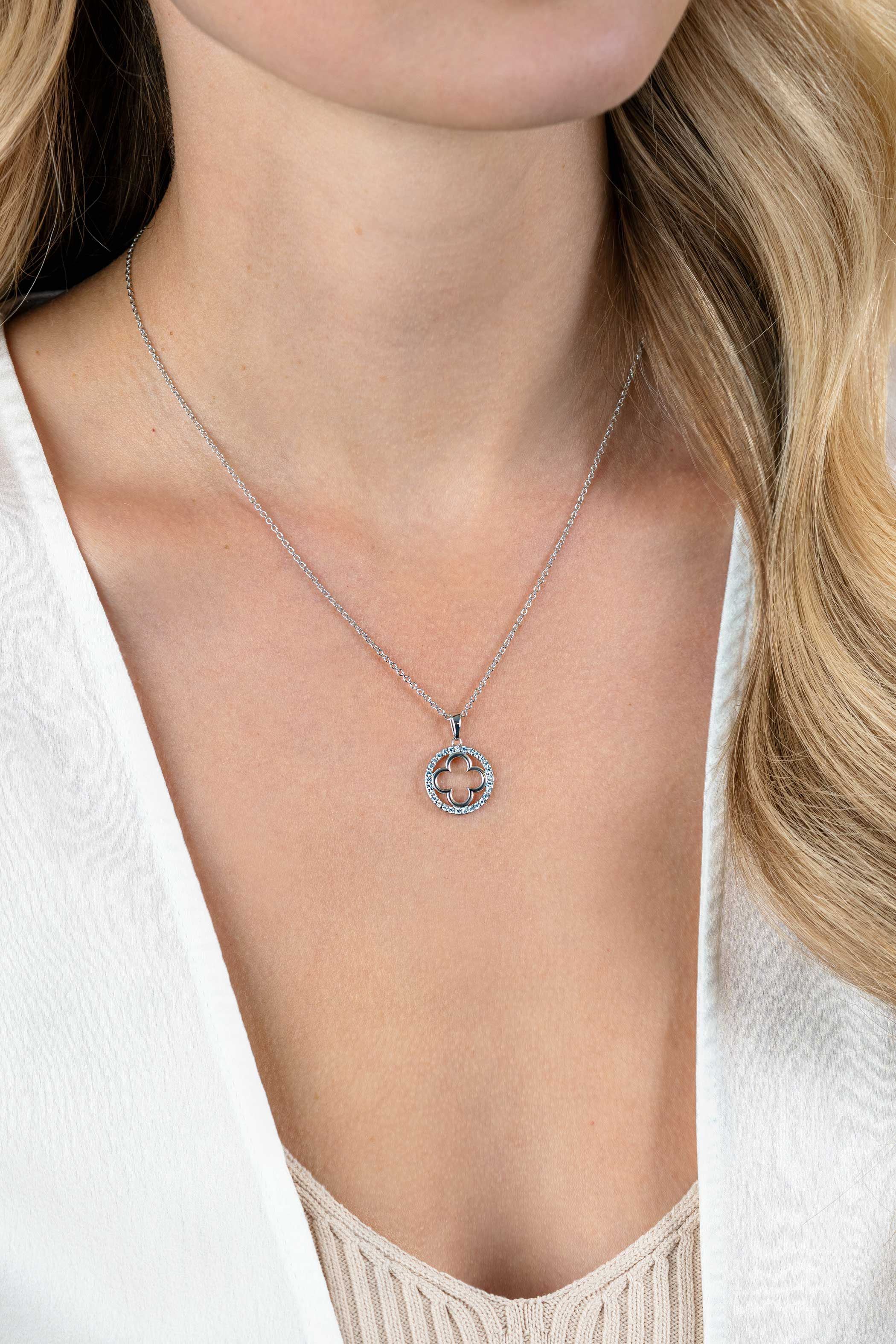 ZINZI Zilveren Ketting met Witte Zirkonia - ZIC2617