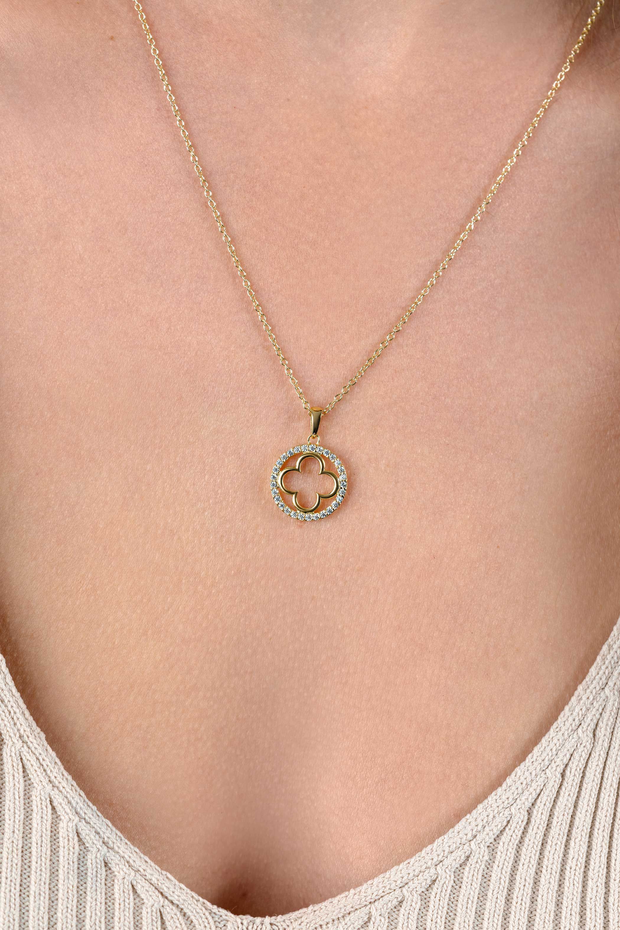 ZINZI Verguld Zilveren Ketting met Witte Zirkonia - ZIC2617Y