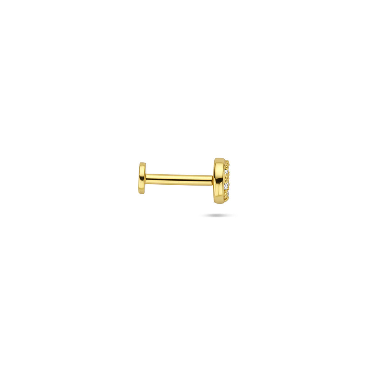 Fantasy Collection Flat back piercing rond zirkonia 4 mm 1 micron zilver verguld