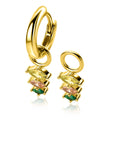 ZINZI gold plated zilveren oorbedels hampagne en donkergroene kleurstenen ZICH2631GC 13mm  (zonder oorringen) - PansiteNederland.nl