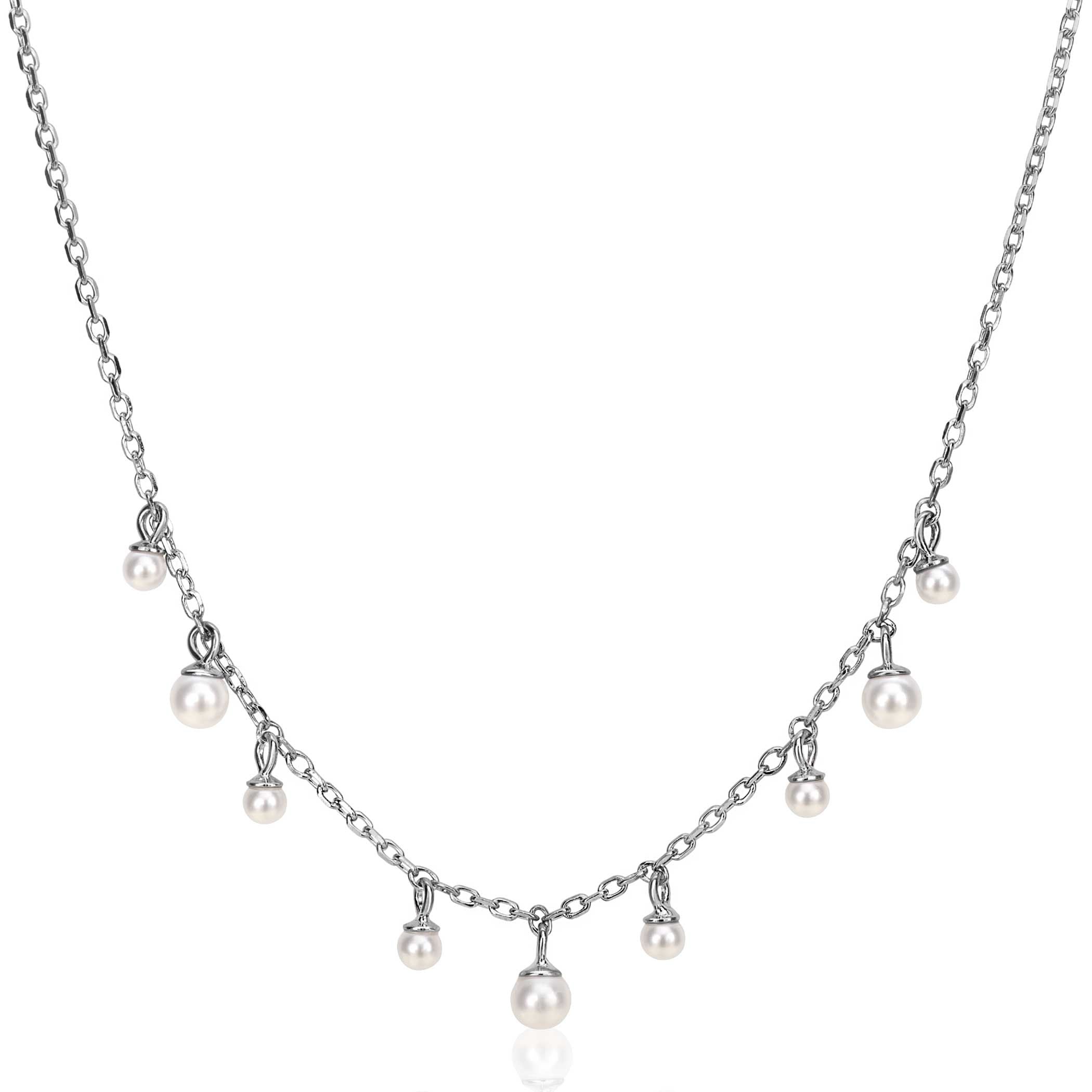 ZINZI Zilveren Ketting met Witte Parel - ZIC2623