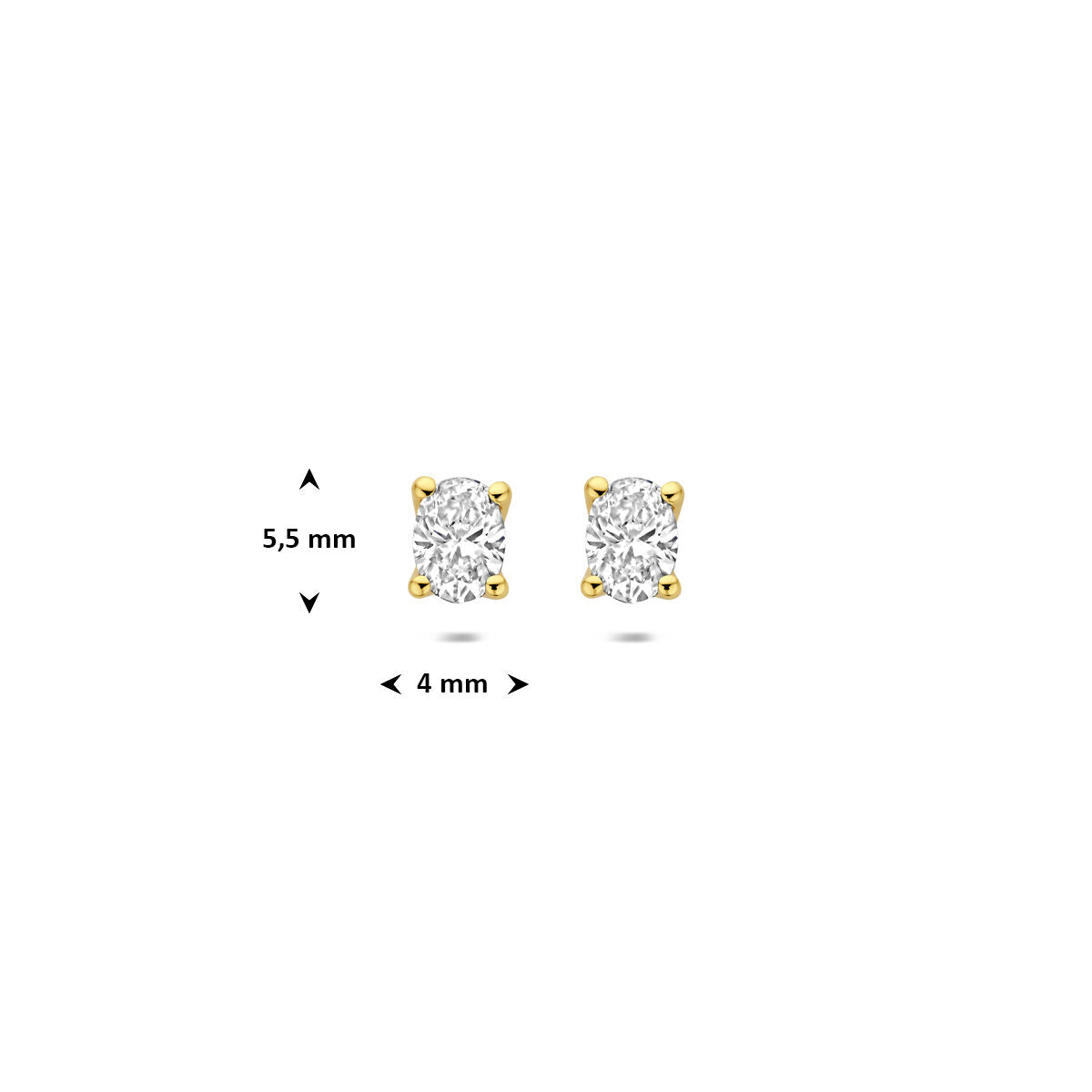 Fantasy Collection Oorbellen lab grown diamant 0.60ct (2x 0.30ct) f vs 5,5 mm 14K geelgoud